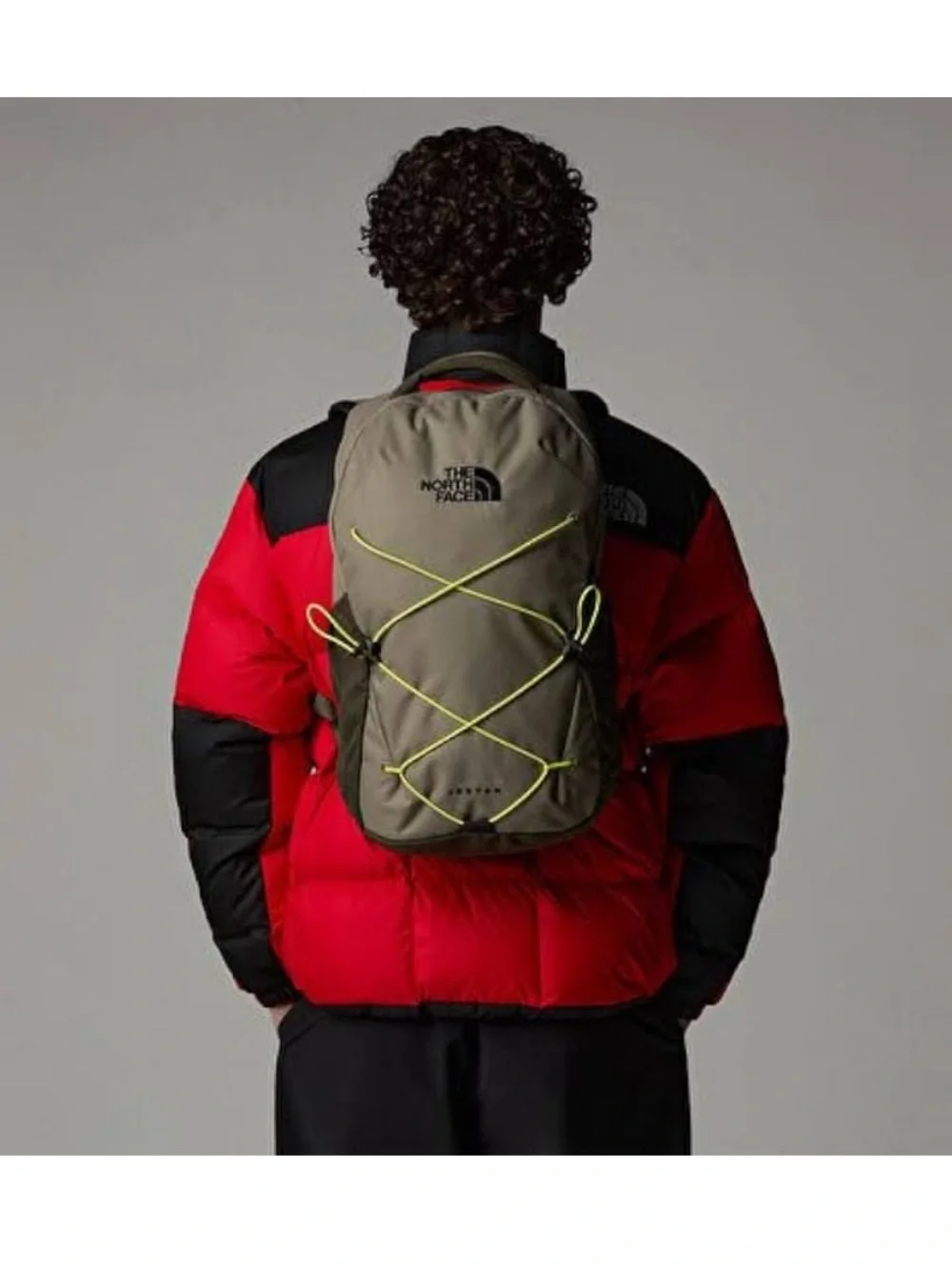 The North Face Jester Backpack in Taupe, Olive & Neon Yellow Cord